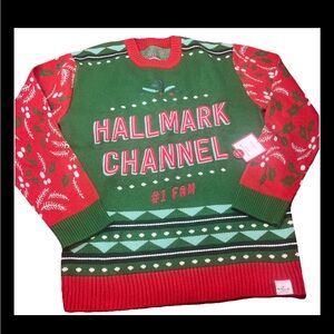 Hallmark Channel #1 FAN Sweater Unisex XL Ugly Christmas Holiday Colorful NEW XL